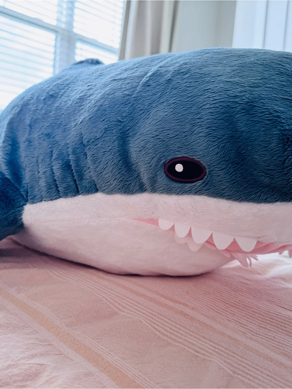 IKEA Plush Shark Pillow - Blue, White, Pink Accent